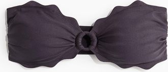 H&M Wattiertes Bandeau-Bikinitop - Grau