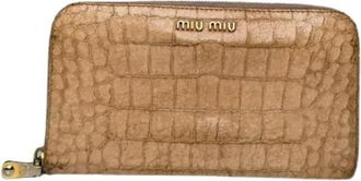 Miu Miu Pre-owned Leather Wallet - Dames - Vintage Accessoires - Bruin - ONE Size - Leer - Vintage