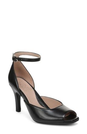Naturalizer Asha Ankle Strap Peep Toe Pump in Black at Nordstrom, Size 8.5