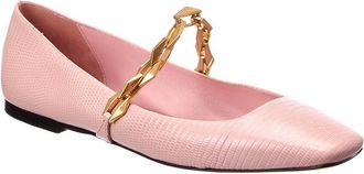 Jimmy Choo London Diamond Tilda Lizard-Embossed Leather Ballerina Flat