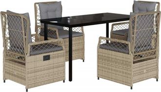 vidaXL Set Comedor De Jard&iacute;n 5 Pzas Con Cojines Rat&aacute;n Sint&eacute;tico Beige Vidaxl