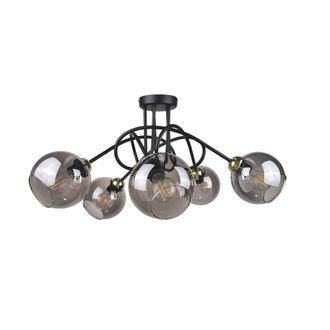 Netlighting Ring Multi Arm Semi Flush Ceiling Light Black Gold 70cm 5x E27