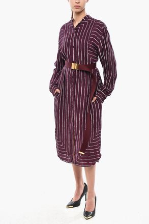 Stella McCartney Chemisier PLASTRON in Seta a Righe con Cintura Stella McCartney