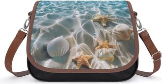 Generic Starfish And Seashell on The Beach Crossbody Bags for Women Shoulder Messenger Bag Purse Handbags