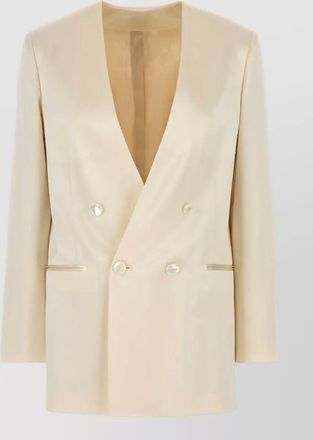 Alberta Ferretti satin blazer double breasted button detailing pockets