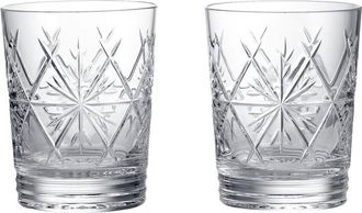 Waterford Set Of 2 Winter Wonders Snowflake Double Old Fashioned Glasses