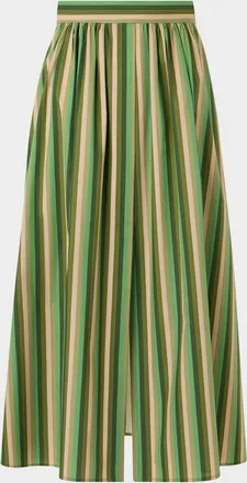 Akris Parasol Striped Cotton Poplin Midi Skirt