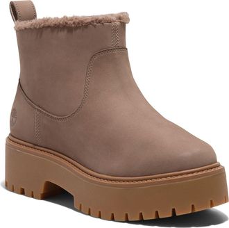 Timberland Stone Street Faux Fur Lined Bootie in Taupe Nubuck at Nordstrom, Size 9.5
