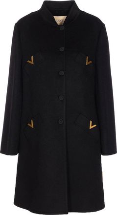 Valentino Garavani Black Coat Frontal Buttons Closure