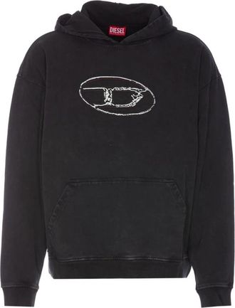 Diesel Hoodie met Multi-Layered Logo Print - Heren - Hoodies - Zwart - S - Katoen - Hoodies & sweatvesten