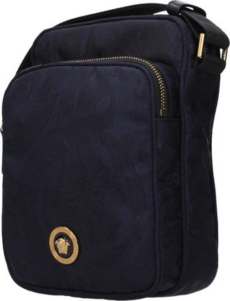 Versace Mens Blue Fabric Crossbody Bag