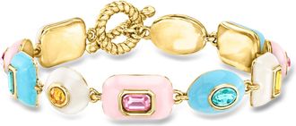 Ross-Simons 14kt Yellow Gold-Plated Bracelet With Simulated Multicolored Gemstones and Enamel