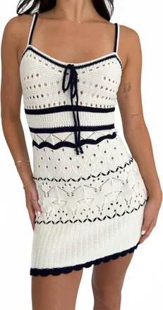 Ocean Drive Clothing Pointelle Tank Dress In Ivory/navy