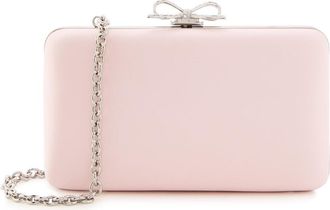 Self Portrait Crystal Bow-embellished Satin Clutch - Pink - One Size