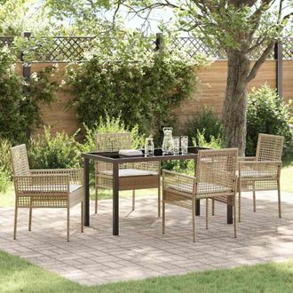 vidaXL Conjunto De Comedor De Jard&iacute;n Con Coj&iacute;n 5 Pcs Beige Polirat&aacute;n Vidaxl