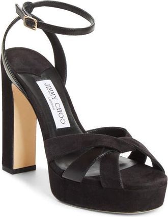 Jimmy Choo London Kove Ankle Strap Platform Sandal in Black/black at Nordstrom, Size 36.5