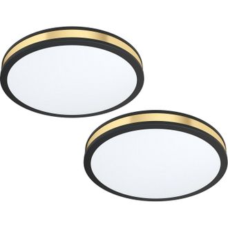 Loops 2 PACK Wall Flush Ceiling Light Colour Black Shade White Gold Plastic LED 24W