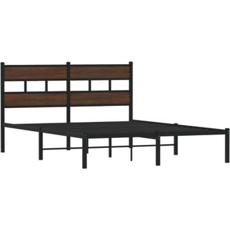 vidaXL Estructura Cama Con Cabecero Sin Colch&oacute;n Marr&oacute;n Roble 160x200cm Vidaxl
