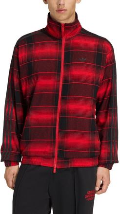 adidas Firebird Plaid Track Jacket in Better Scarlet/Black/ at Nordstrom, Size Xx-Large