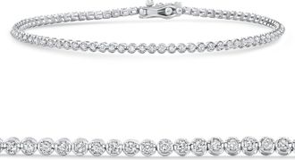 Pompeii3 14k White Gold 1Ct TW Natural Diamond Tennis Line Bracelet 7