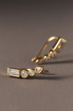 Nadri Mixed Stone Bezel Climber Earrings