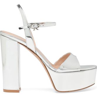Gianvito Rossi Marlena Sandal in Metallic Silver Calf at Nordstrom, Size 38.5