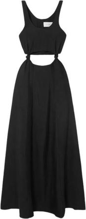 Bondi Born Black Tenerife Knotted Cutout Gauze Midi Dress Size M