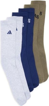 adidas Foundation 3-Pack Sport Crew Socks in Dark Blue/Heather/Green at Nordstrom Rack, Size Large