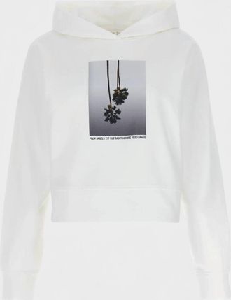 Palm Angels Womens Mirage Fitted Hoodie White - Size Medium