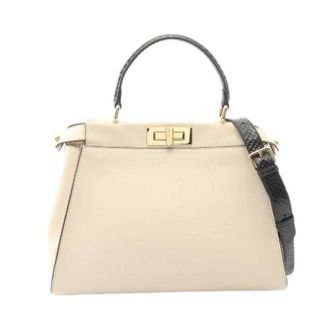 Fendi Pre-owned Peekaboo Regular 2way tas - Dames - Vintage Handtas - Beige - ONE Size - Leer - Vintage