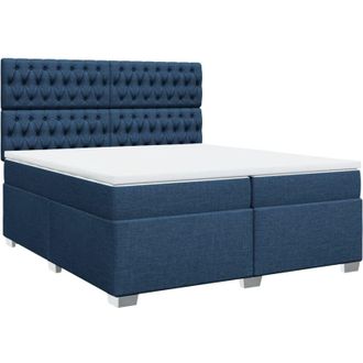 vidaXL Cama Box Spring Con Colch&oacute;n Tela Azul 200x200 Cm Vidaxl