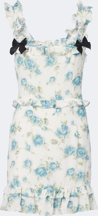Alessandra Rich Ruffled floral silk cr&ecirc;pe de chine minidress