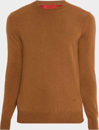 Isaia Mens Classic-Fit Cashmere Crewneck Sweater