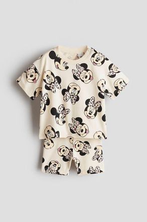 H&M 2-piece printed cotton set in Cream/minnie Mouse at Nordstrom, Size 18M