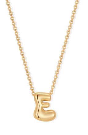 Brook & York Mini Pippa Bubble Initial Pendant Necklace in Gold E at Nordstrom