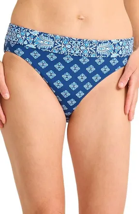 Tommy Bahama Noble Pineapple Reversible High Waist Bikini Bottoms in Indigo Tide Rev at Nordstrom, Size X-Large