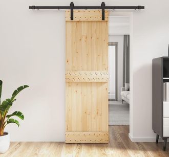 vidaXL Vidaxl - Puerta Corredera Con Herrajes Madera Maciza De Pino 70x210 Cm