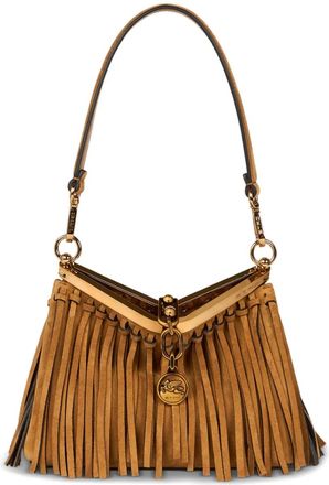 Etro small Vela fringing suede shoulder bag - Brown