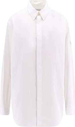 Moncler Wit Overhemd met Iconisch Metalen Detail - Dames - Overhemden - Wit - 2XS - Katoen - Overhemden