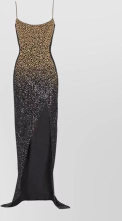 Balmain long dress sequin embroidery spaghetti straps