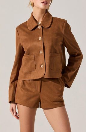 ASTR the Label Jude Faux Suede Jacket in Camel at Nordstrom, Size Medium
