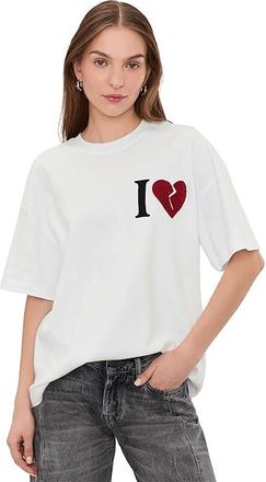 AllSaints Lover Etta T-Shirts Womens Clothing Optic White : LG (US 10-12), Cotton