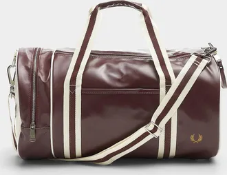 Fred Perry Mens Two-tone faux-leather duffle bag