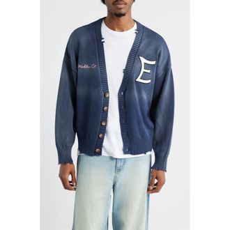 Elwood 4th Year Distressed Cardigan in Midnight at Nordstrom, Size X-Large