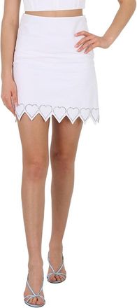 Mach & Mach Ladies White Crystal Heart Trim Mini Skirt, Brand Size 34 (US Size 2)