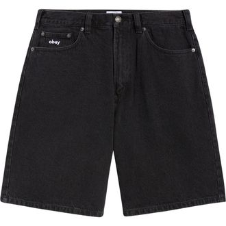 Obey Bigwig Baggy Denim Shorts in Washed Black at Nordstrom, Size 32