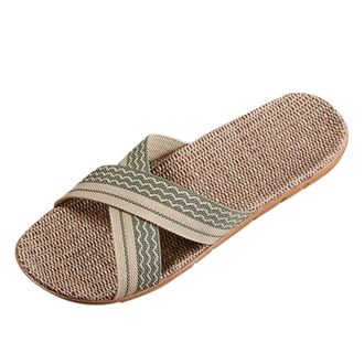 Generic cfpqv Slippers Womens Mens Linen Slippers Slides Summer Slippers Lightweight Summer Shoes Slippers Mules Non-Slip Felt Slippers Flat Cotton Slippers F