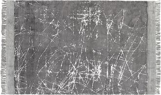 Beliani Alfombra De Viscosa Gris Blanco 140 X 200 Cm Algod&oacute;n Flecos Moderno Hanli