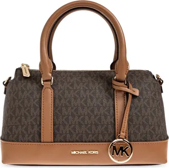 Michael Kors Handbags, female, Brown, Size: ONE SIZE Andie Small Signature Logo Satchel
