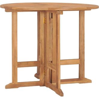 vidaXL vidaXL Tavolo da Giardino Pieghevole &Oslash;90x75 cm in Massello di Teak